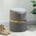 Velvet-Feel Storage Ottoman - Light Grey