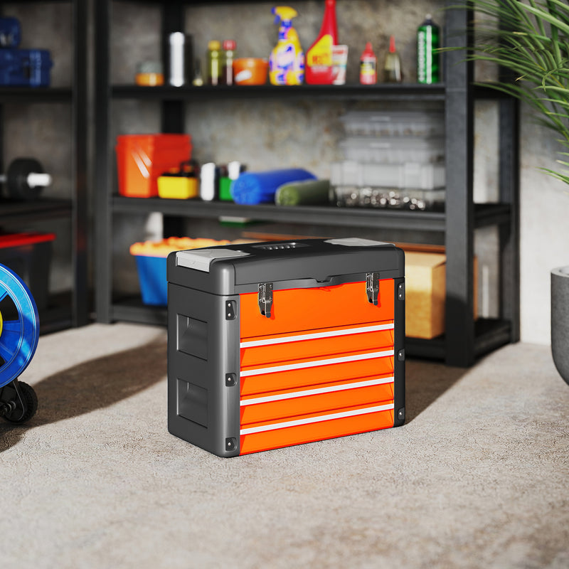 4-Drawer Portable Tool Box with Top Tray & Parts Boxes – Orange – image 9 of 9