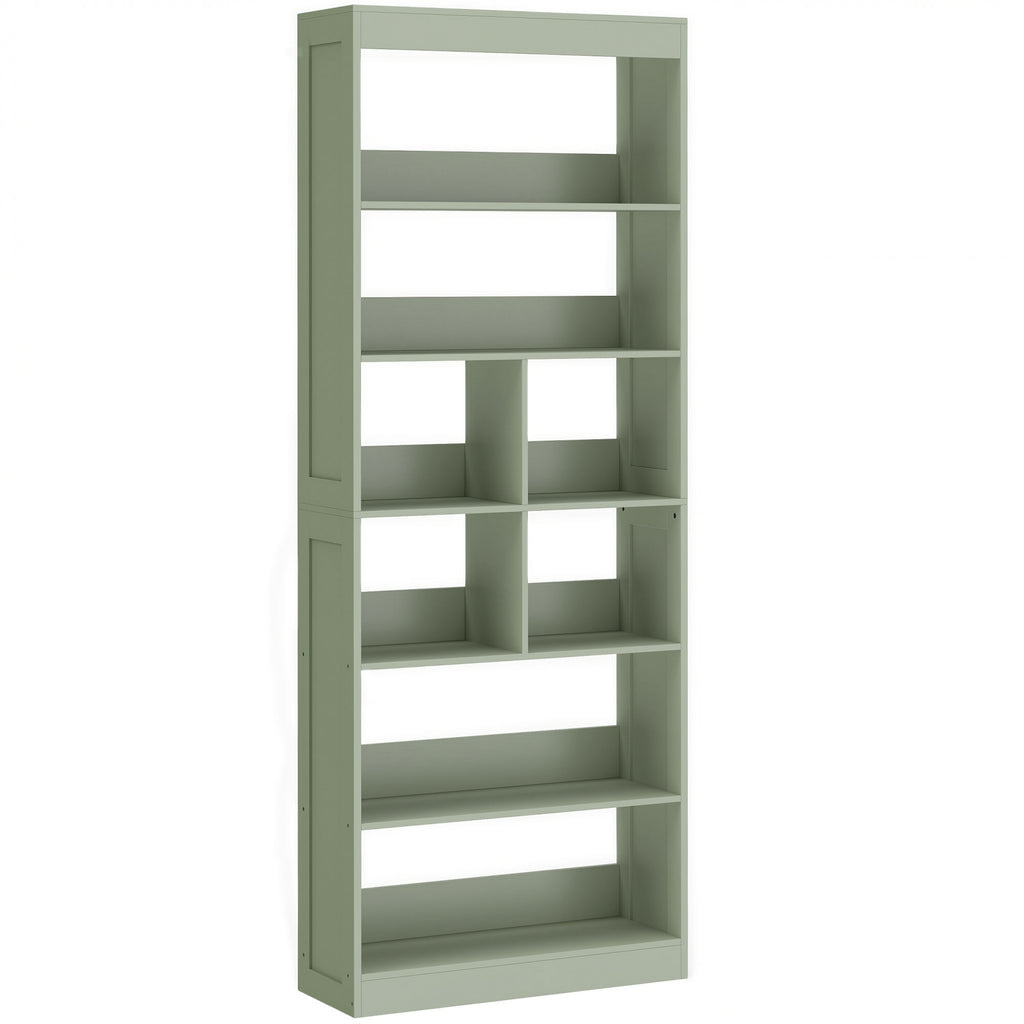 Bookcase, 6-Tier Bookshelf with Open Storage Shelves, Cubes, 180 cm Tall Display Shelf with Anti-Tipping Design, Green