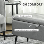 92 x 31cm Linen-Look Storage Ottoman - Light Grey