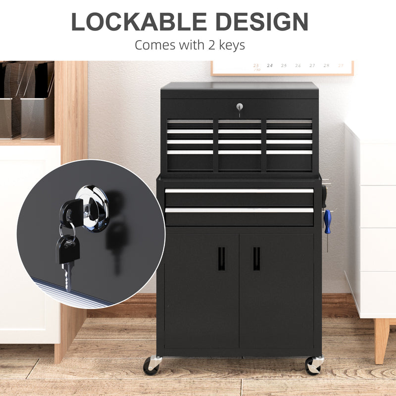 6-Drawer Rolling Tool Chest & Cabinet with Pegboard – Black – image 6 of 9