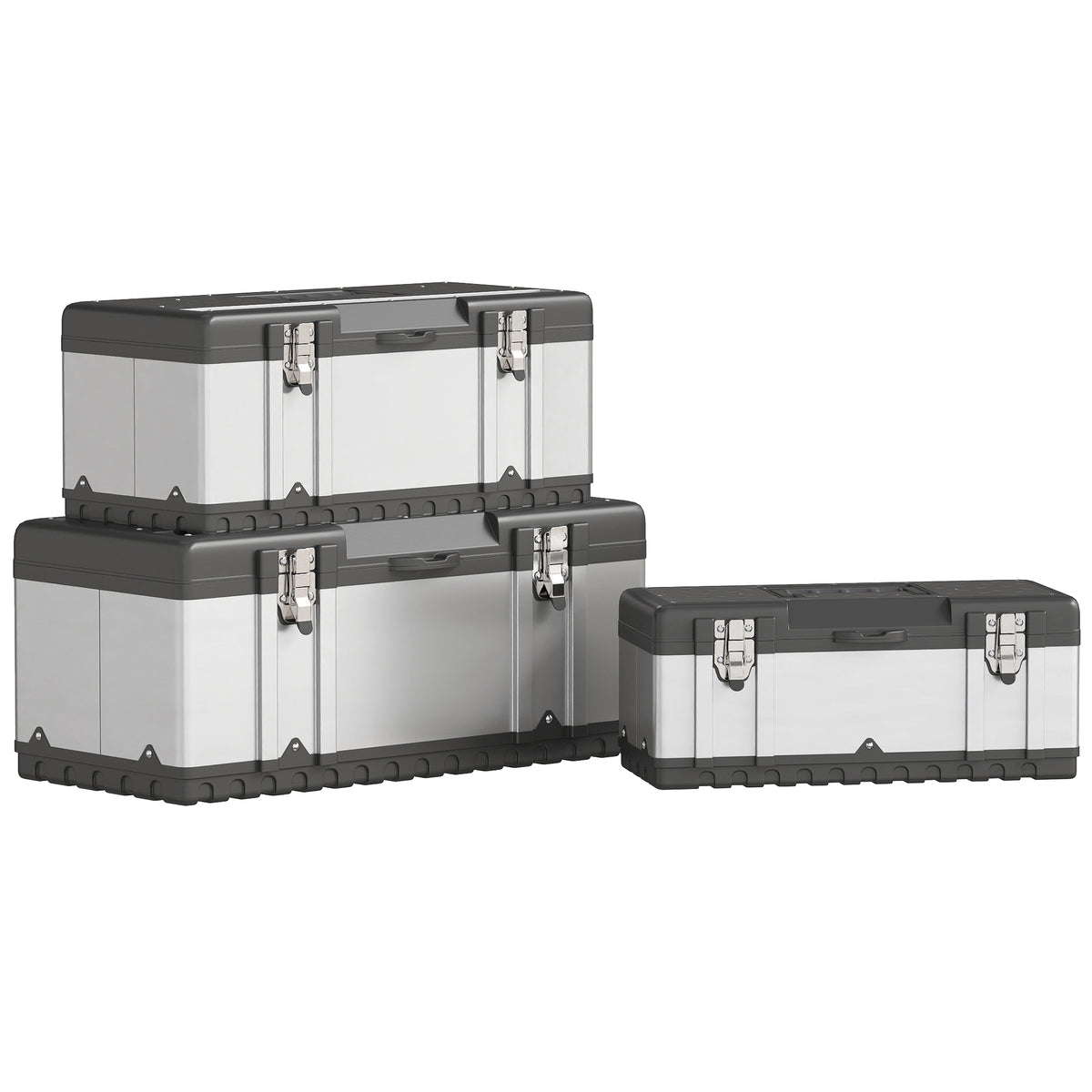 3-Piece Stainless Steel Tool Box Set – 16″/19″/23″ – image 1 of 9