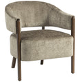 Accent Chair, Upholstered Tub Chair with Solid Wood Frame and Legs, Light Brown