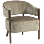 Accent Chair, Upholstered Tub Chair with Solid Wood Frame and Legs, Light Brown