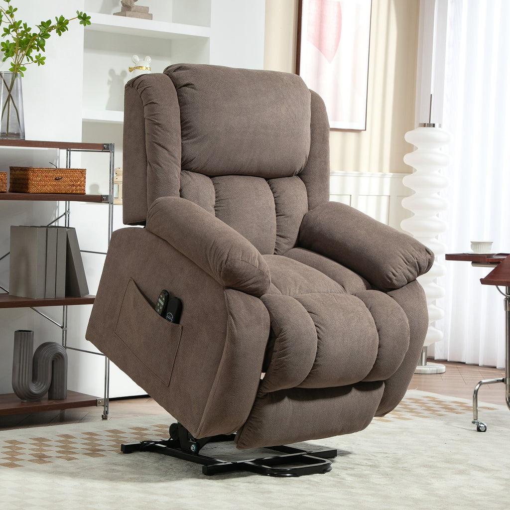 Riser Recliner Armchair with 8 Vibration Massage and Lumbar Heater, Wide Seat, USB Port, Light Brown