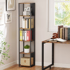 5-Tier Bookshelf with Steel Frame - Rustic Brown