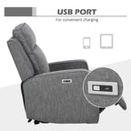 HOMCOM 150Â° Electric Reclining Chair, with USB port and Footrest - Charcoal Grey