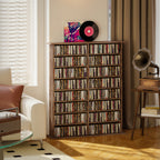 16-Compartment Media Shelf - Rustic Brown