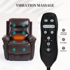 Power Lift Recliner Chair with Vibration Massage, Heat, USB - Brown