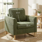 Accent Chair with Spring, Modern Industrial Armchair with Metal Legs for Livingroom Dark Green