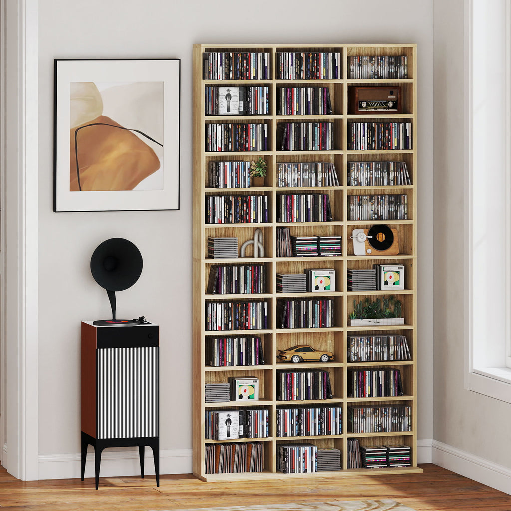 CD Storage Unit with Adjustable Shelves, 102 x 195 cm, Oak Tone