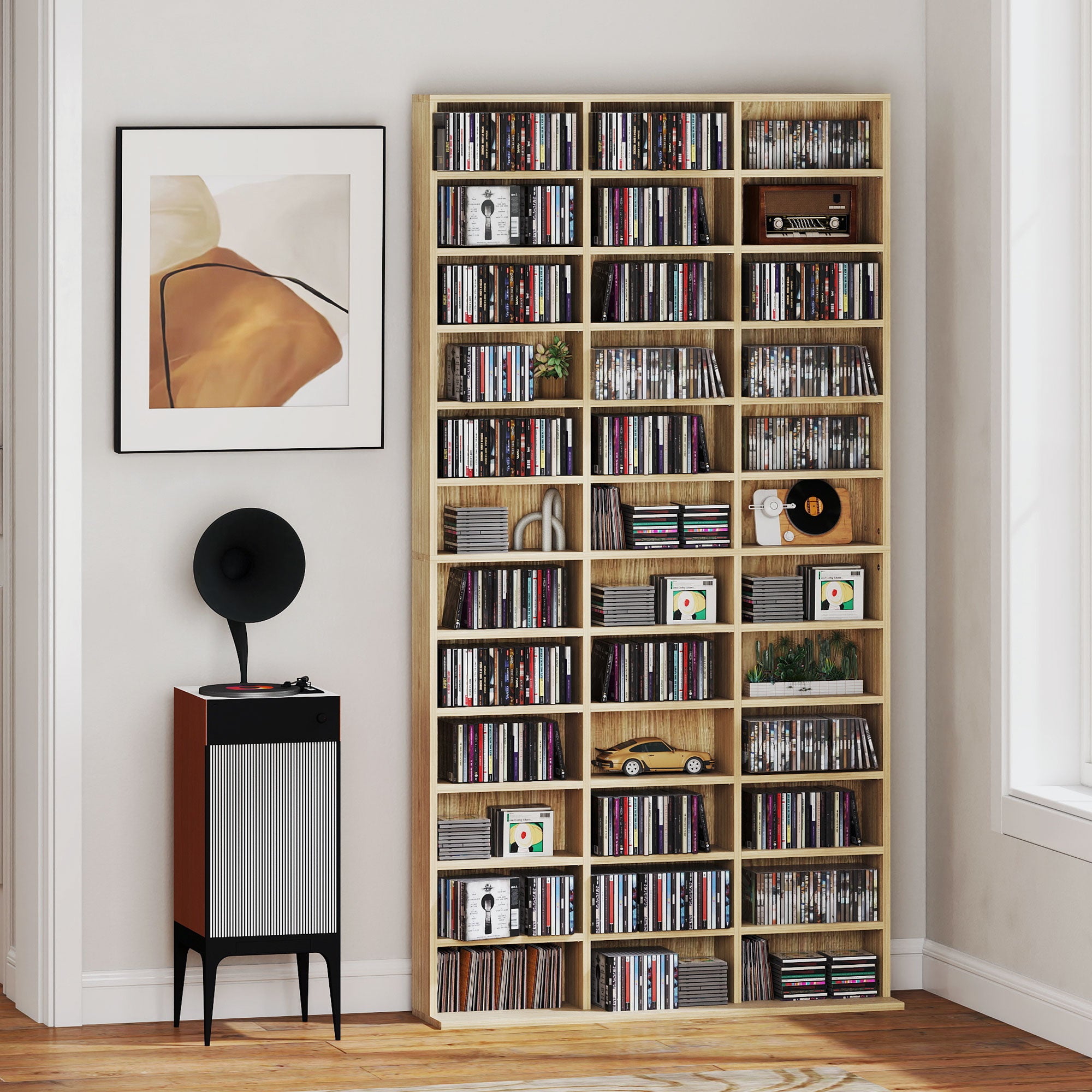 CD Storage Unit with Adjustable Shelves, 102 x 195 cm, Oak Tone
