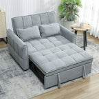 2 Seater Sofa Bed, 3-in-1 Convertible Sleeper Sofa with Click-clack Adjustable Backrest and 2 Pillows, Grey