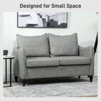Faux Leather Marble-Effect Two-Seater Sofa - Grey