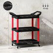 3-Tier Rolling Tool Trolley with Handles, 91kg Capacity – Black/Red – image 3 of 9