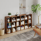 3-tier 9 Cubes Storage Unit Particle Board Cupboard Bookcase Organiser Home Office Shelves, Rustic Brown