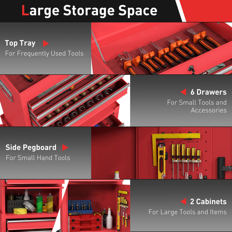 Three-Part Locking Steel Tool Chest on Wheels – Red – image 4 of 9