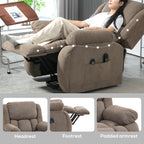 Riser Recliner Armchair with 8 Vibration Massage and Lumbar Heater, Wide Seat, USB Port, Light Brown