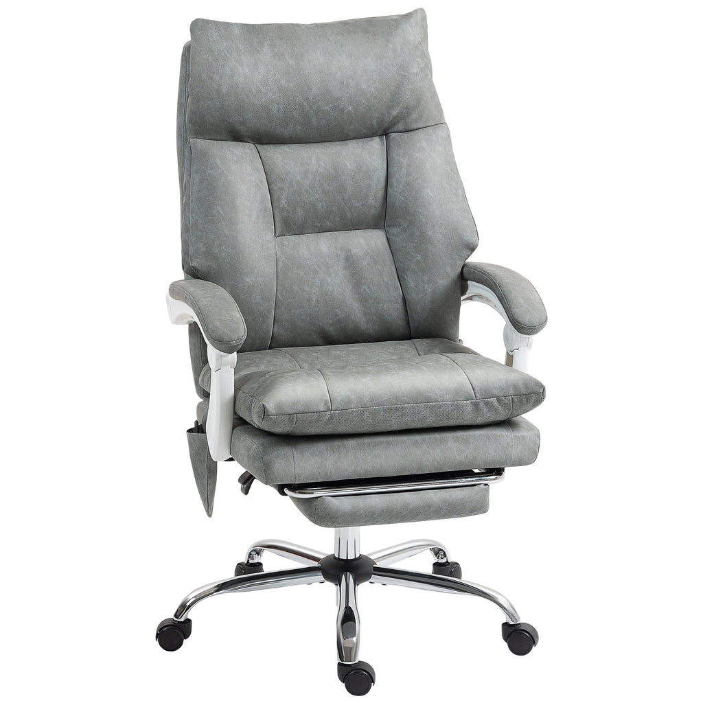 Faux Leather Office Chair, with Inflatable Lumbar - Grey