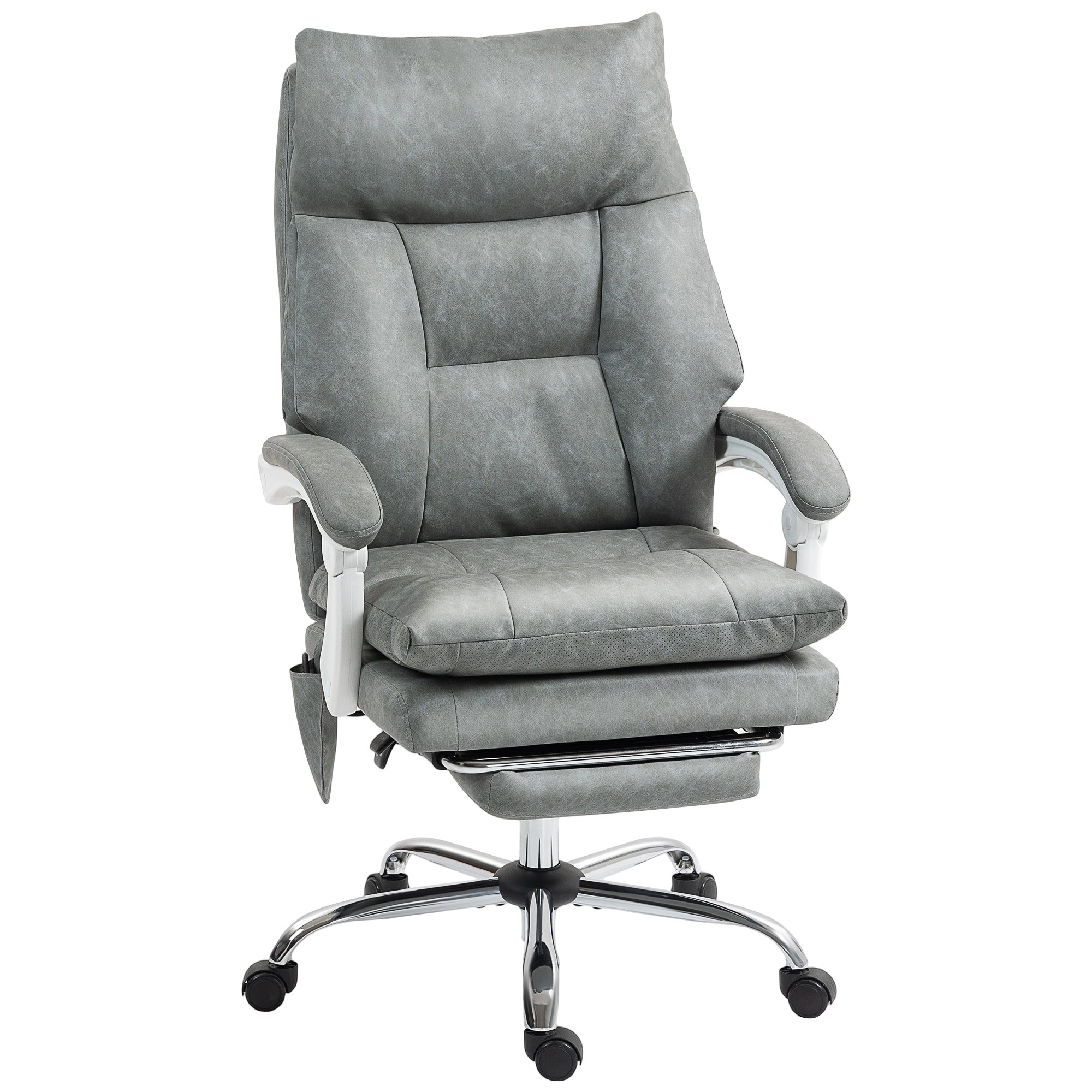 Faux Leather Office Chair, with Inflatable Lumbar - Grey