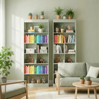 Bookcase, 6-Tier Bookshelf with Open Storage Shelves, Cubes, 180 cm Tall Display Shelf with Anti-Tipping Design, Green