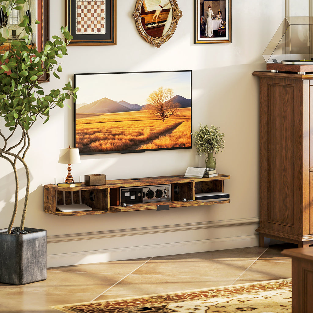 120 cm Floating TV Unit for TVs up to 50 Inch - Rustic Brown