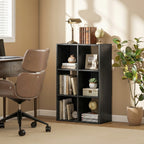 Industrial Style Storage Shelf, Bookcase, Bookshelf with 6 Compartments, for Living Room, Home Study, Black Wood Effect