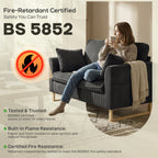 2 Seater Sofa, 140 cm Loveseat Sofa with Spring Cushions, Metal Legs, 2 Pillows, Dark Grey