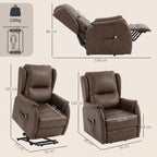 Power Lift Recliner Chair, Dual Motor Electric Lift Chair for Elderly with Remote Control, Brown