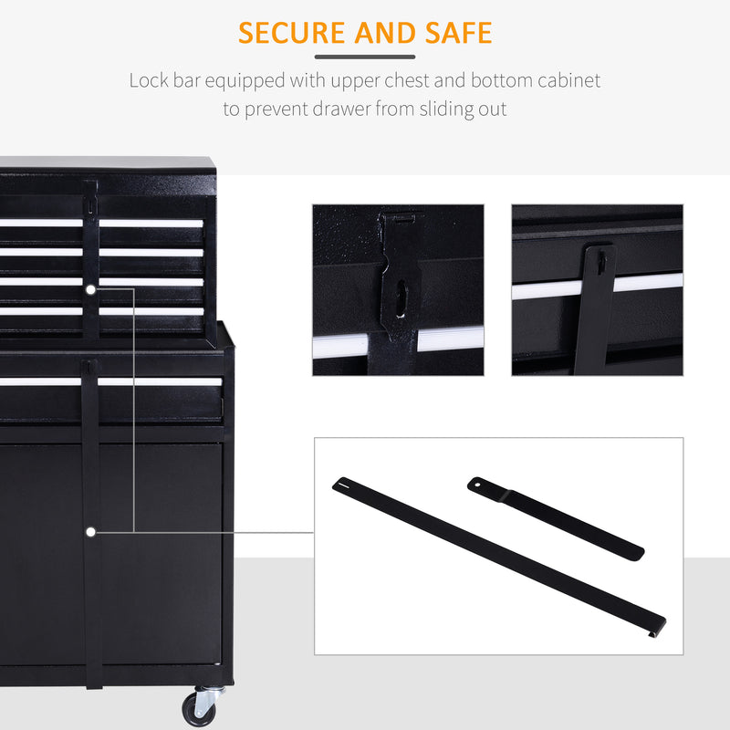 2-in-1 Rolling Tool Chest with 5 Drawers & Pegboard – Black – image 6 of 9