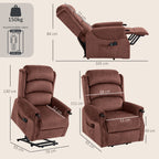 Power Lift Recliner with Vibration Massage and Heat, Lift Chair for Tall with Wood Grip, Pocket Spring, Brown
