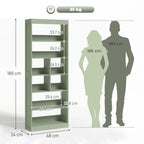 Bookcase, 6-Tier Bookshelf with Open Storage Shelves, Cubes, 180 cm Tall Display Shelf with Anti-Tipping Design, Green