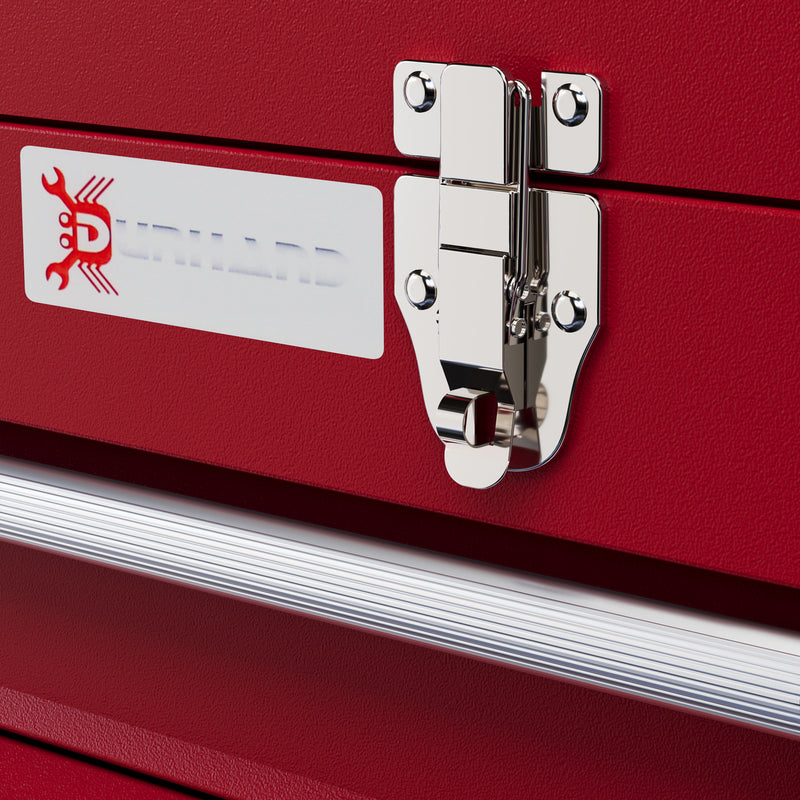 4-Drawer Metal Tool Box with Carry Handle – Red – image 9 of 9