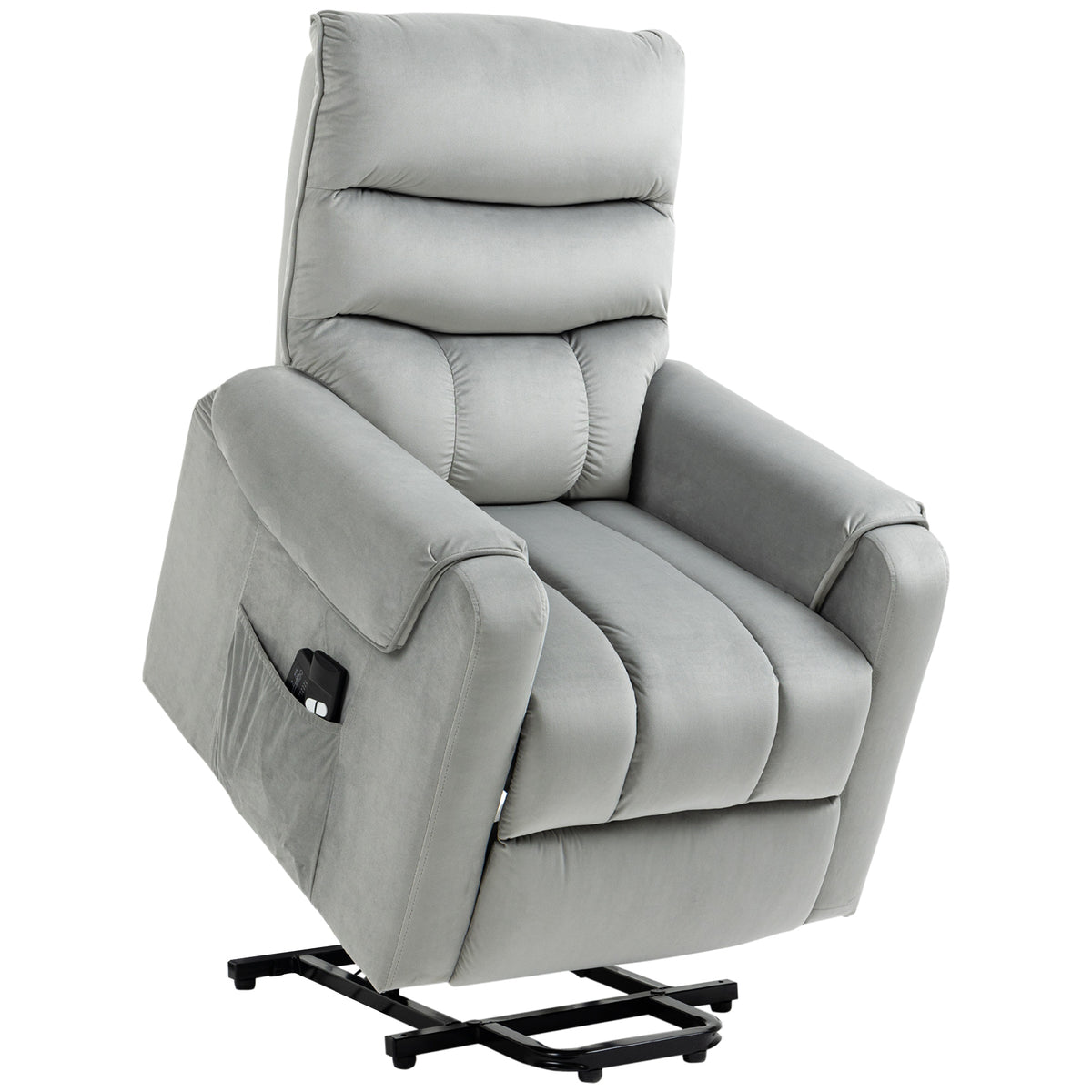 Power Lift Massage Recliner with Footrest & Side Pockets – Grey