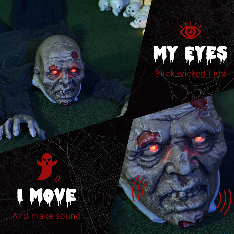 159cm Animated Crawling Zombie with Glowing Eyes & Sound – image 5 of 9