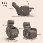 Electric Rise/Recline Armchair, with Reading Light - Brown