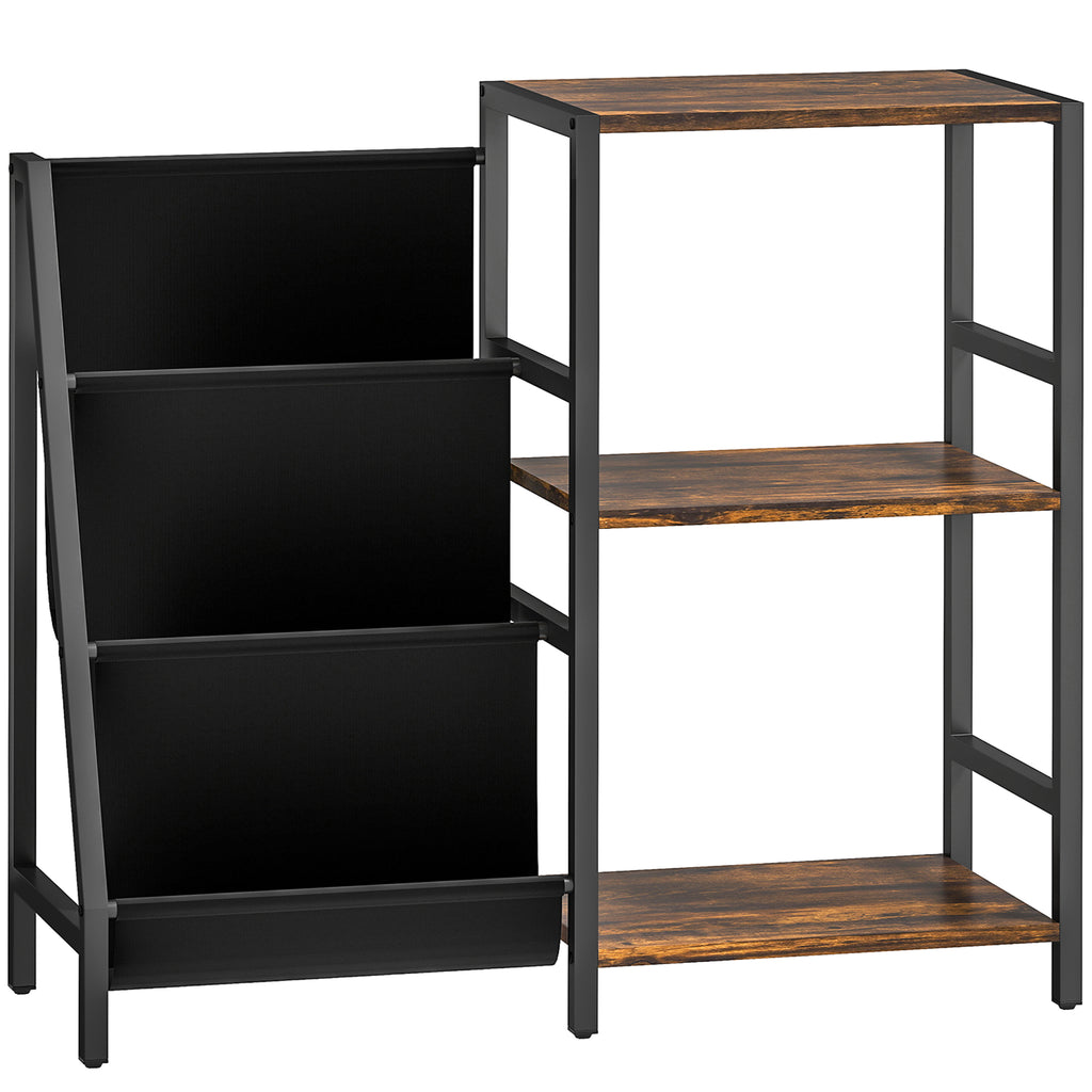 3-Tier Record Player Stand, End Table for Living Room, Bedroom - Rustic Brown