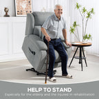 Power Lift Recliner Chair with Vibration Massage, Lift Chair for Elderly with Footrest, Remote, Side Pocket, Light Grey