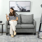 Faux Leather Marble-Effect Two-Seater Sofa - Grey