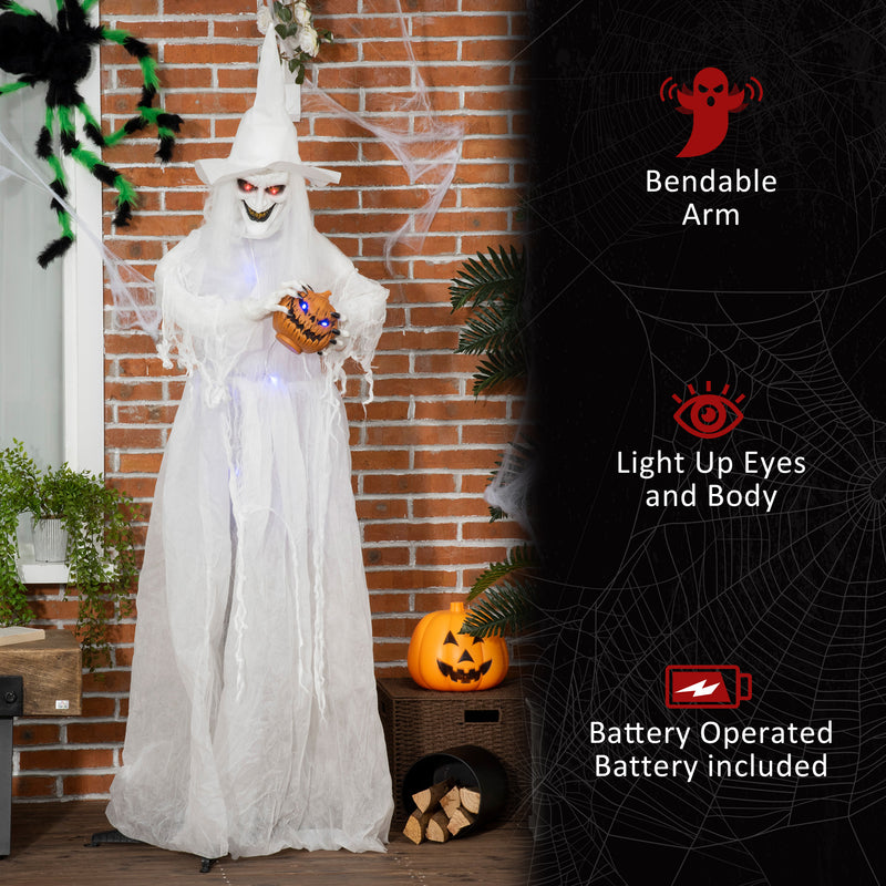 189cm Light-Up Witch Holding Pumpkin Head – image 6 of 9