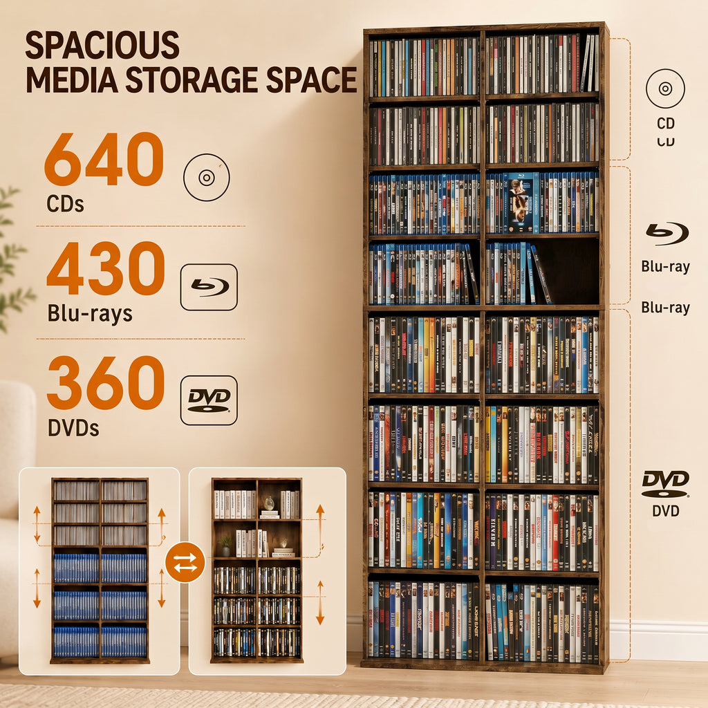 640 CD Storage Tower - Rustic Brown