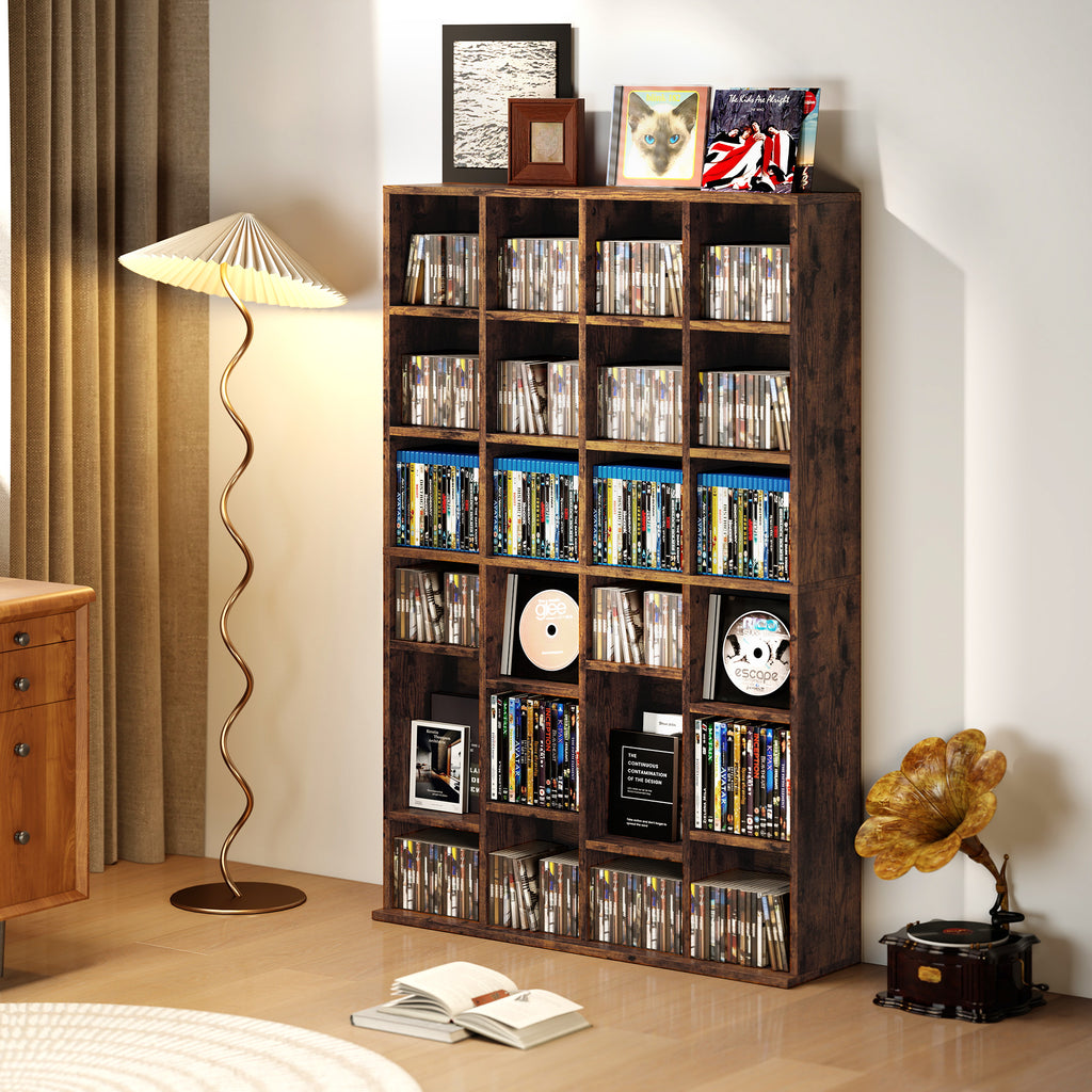 CD Storage Unit with Adjustable Shelves, 89 x 130.5 cm, Rustic Brown