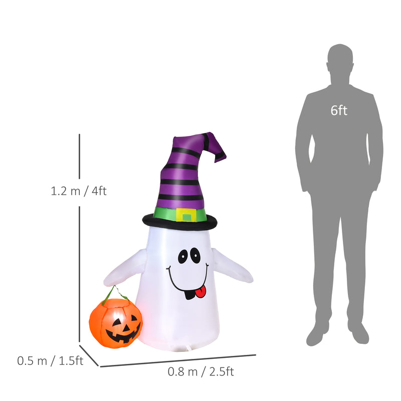 1.2m Inflatable Witch Ghost with Pumpkin & LED Lights – image 3 of 9