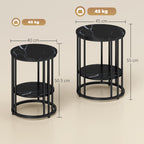 Set of Two Marble-Effect Coffee Tables - Black