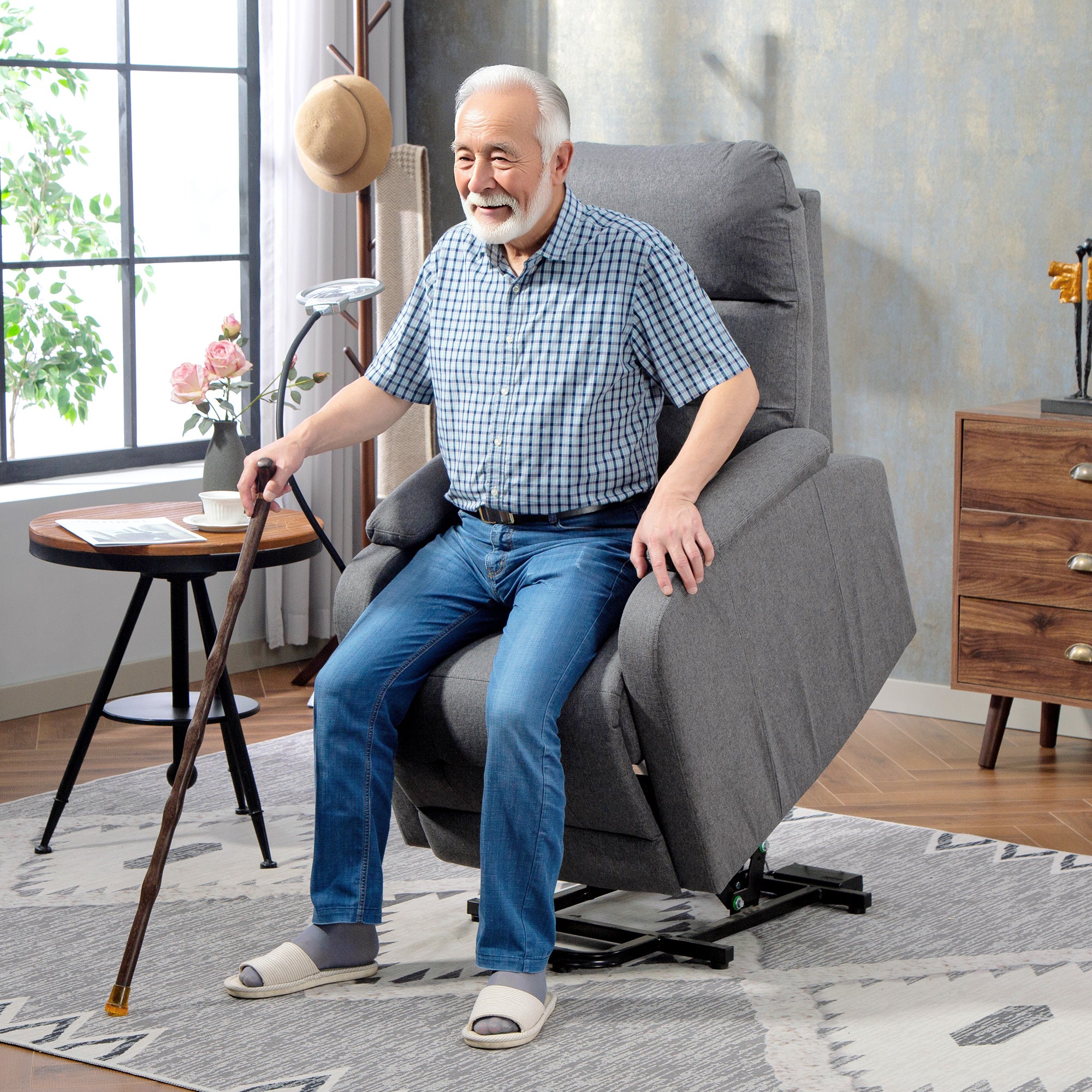 Electric Rise/Recline Armchair, with Reading Light - Grey