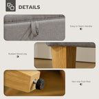 16L Linen Storage Ottoman Padded Footstool with Rubberwood Legs for Storage Box, Bed End, Shoe Bench, Seating, Light Grey