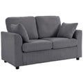 2 Seater Sofa, Corduroy Small Couch with Spring Cushion, Wide and Deep Seat, Dark Grey
