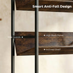 Bookshelf 5-Tier Metal Frame Room Divider Bookcase Storage Shelves for Living Room Rustic Brown