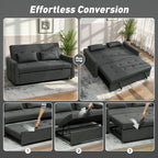 Three-Way Two-Seater Sofa Bed - Charcoal Grey