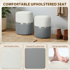 Nesting Round Ottoman with Storage Set of 2 - Cream/Grey